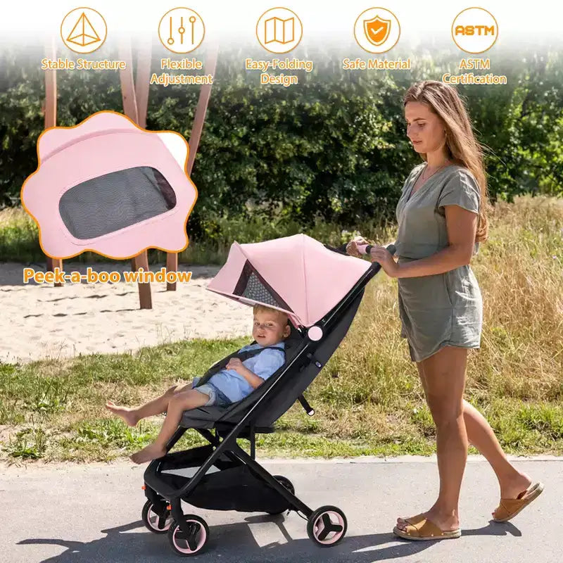 Poussette triple compacte pliable pour enfants, poussette bébé portable légère avec auvent pour les voyages et l'utilisation quotidienne