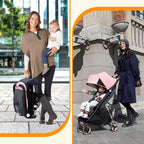 Poussette triple compacte pliable pour enfants, poussette bébé portable légère avec auvent pour les voyages et l'utilisation quotidienne
