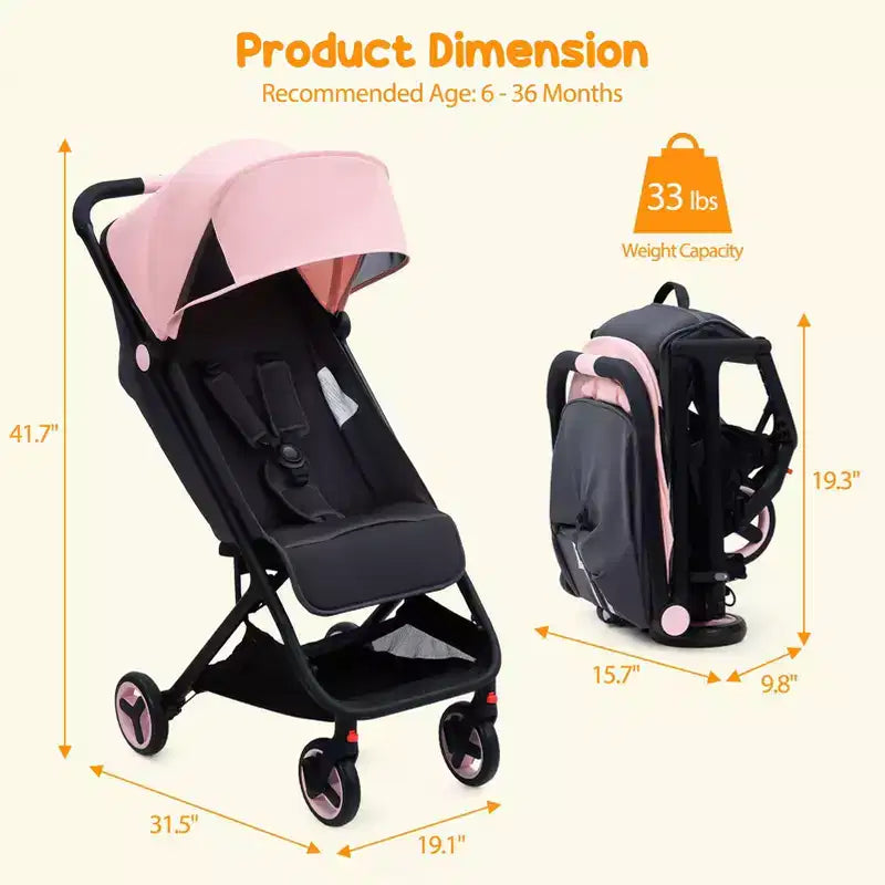 Poussette triple compacte pliable pour enfants, poussette bébé portable légère avec auvent pour les voyages et l'utilisation quotidienne