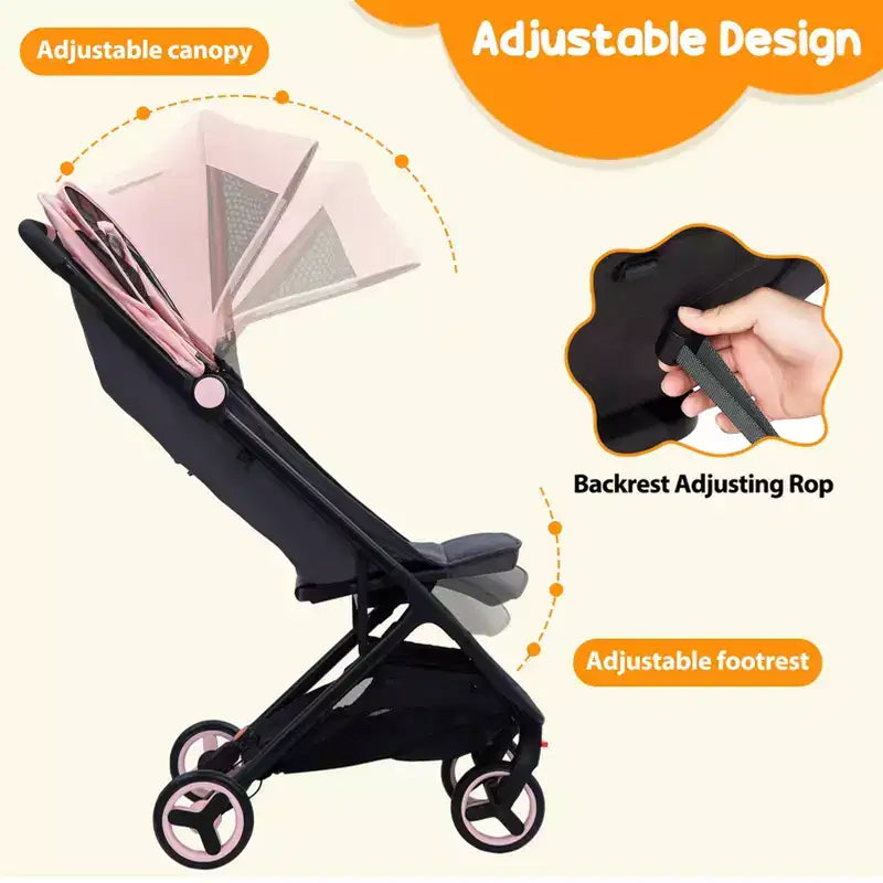 Poussette triple compacte pliable pour enfants, poussette bébé portable légère avec auvent pour les voyages et l'utilisation quotidienne