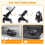 Poussette triple compacte pliable pour enfants, poussette bébé portable légère avec auvent pour les voyages et l'utilisation quotidienne