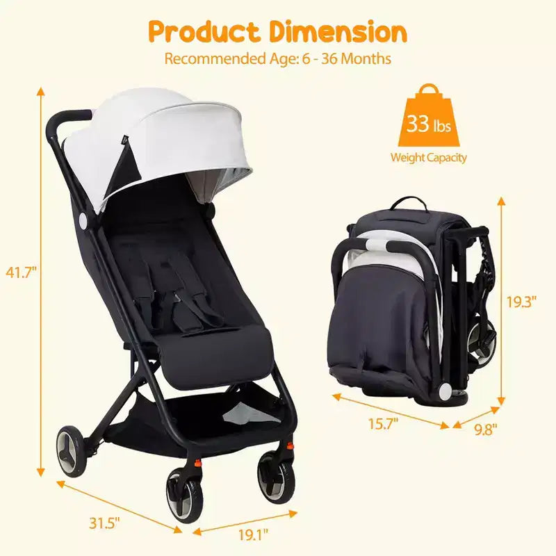 Poussette triple compacte pliable pour enfants, poussette bébé portable légère avec auvent pour les voyages et l'utilisation quotidienne