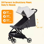 Poussette triple compacte pliable pour enfants, poussette bébé portable légère avec auvent pour les voyages et l'utilisation quotidienne