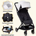 Poussette triple compacte pliable pour enfants, poussette bébé portable légère avec auvent pour les voyages et l'utilisation quotidienne