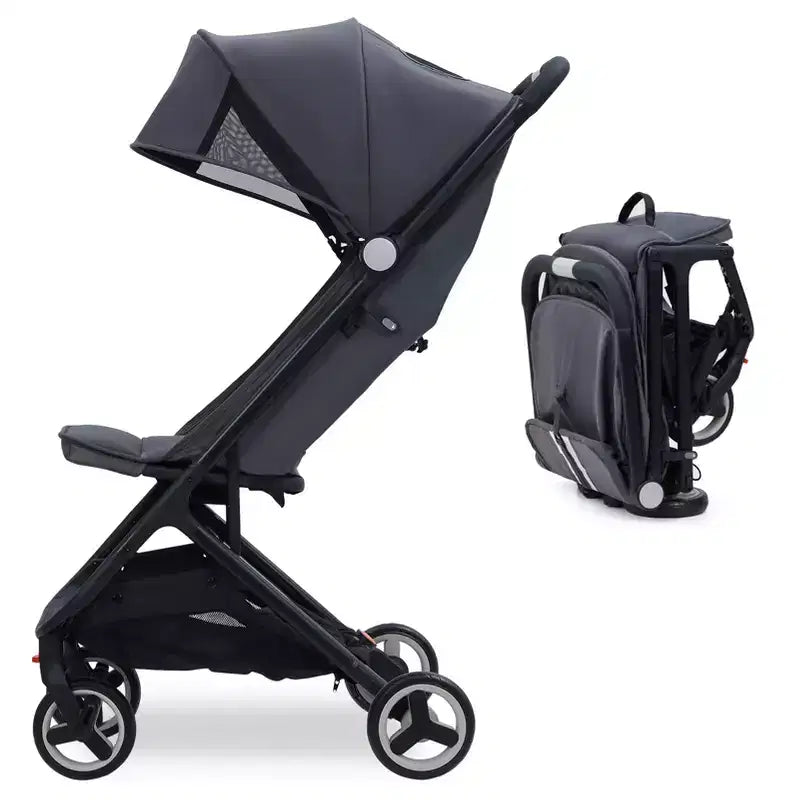 Poussette triple compacte pliable pour enfants, poussette bébé portable légère avec auvent pour les voyages et l'utilisation quotidienne