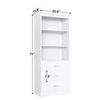 Besiost 71-In Tall Bookshelf with Wood Drawers, Étagère de Rangement avec Tiroirs en Bois