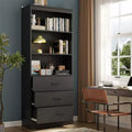 Besiost 71-In Tall Bookshelf with Wood Drawers, Étagère de Rangement avec Tiroirs en Bois