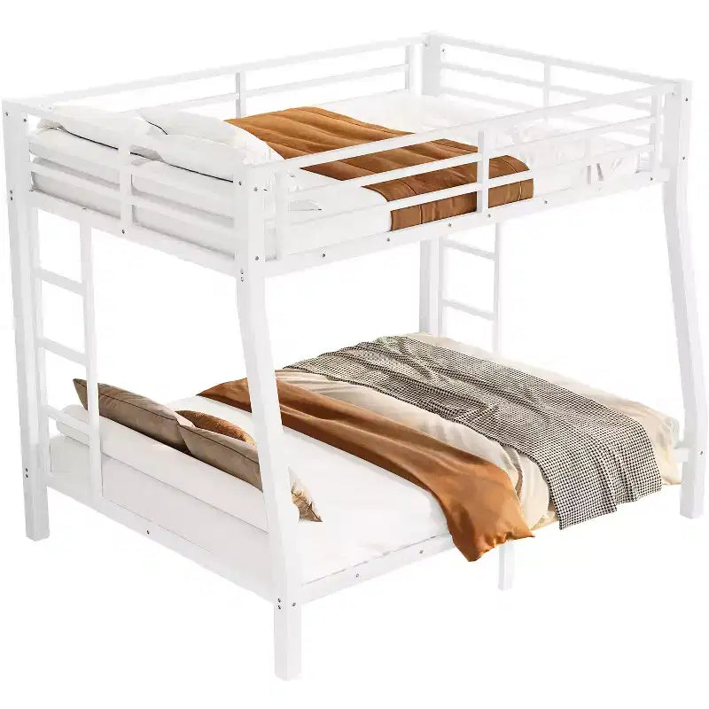 Lit superposé en métal Full XL au-dessus d'un lit Queen pour adolescents et adultesÉconomie d'espace/Bruit réduit/Sommier tapissier non requis