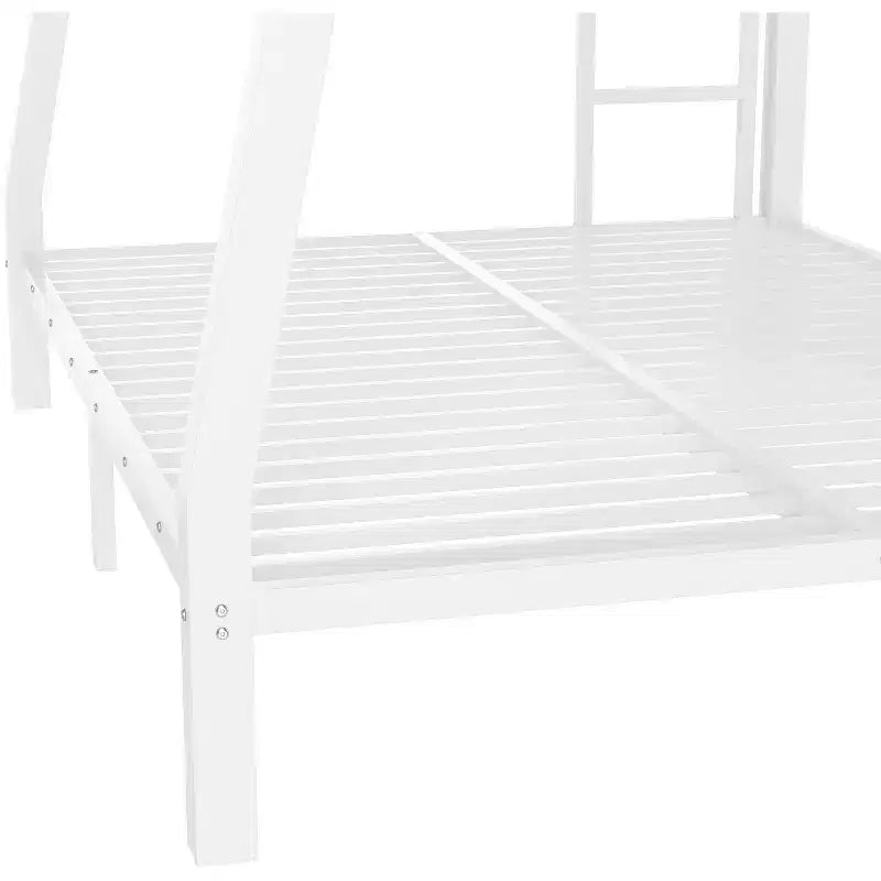 Lit superposé en métal Full XL au-dessus d'un lit Queen pour adolescents et adultesÉconomie d'espace/Bruit réduit/Sommier tapissier non requis