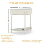Table console Okak moderne unique demi-lune avec porte coulissante en rotin, table d'appoint naturelle pour chambre, salon