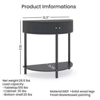 Table console Okak moderne unique demi-lune avec porte coulissante en rotin, table d'appoint naturelle pour chambre, salon