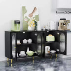 TUYOHW 60 Buffet, Meuble de Rangement, Console avec 4 Portes en Acrylique, 5 Pieds en Métal, Desserte pour Cuisine, Salle à Manger, Salon