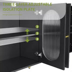 TUYOHW 60 Buffet, Meuble de Rangement, Console avec 4 Portes en Acrylique, 5 Pieds en Métal, Desserte pour Cuisine, Salle à Manger, Salon