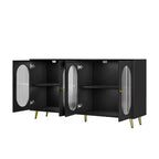 TUYOHW 60 Buffet, Meuble de Rangement, Console avec 4 Portes en Acrylique, 5 Pieds en Métal, Desserte pour Cuisine, Salle à Manger, Salon