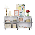 TUYOHW 60 Buffet, Meuble de Rangement, Console avec 4 Portes en Acrylique, 5 Pieds en Métal, Desserte pour Cuisine, Salle à Manger, Salon