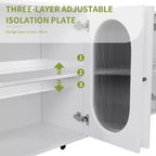 TUYOHW 60 Buffet, Meuble de Rangement, Console avec 4 Portes en Acrylique, 5 Pieds en Métal, Desserte pour Cuisine, Salle à Manger, Salon