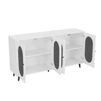TUYOHW 60 Buffet, Meuble de Rangement, Console avec 4 Portes en Acrylique, 5 Pieds en Métal, Desserte pour Cuisine, Salle à Manger, Salon