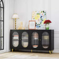 TUYOHW 60 Buffet, Meuble de Rangement, Console avec 4 Portes en Acrylique, 5 Pieds en Métal, Desserte pour Cuisine, Salle à Manger, Salon