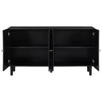 TUYOHW Buffet, Console avec Portes à Motif Ondulé, Pieds Cylindriques, Poignées Métalliques, Meuble de Rangement Réglable pour Bureau, Salon, Noir
