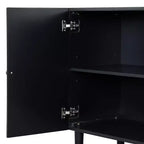 TUYOHW Buffet, Console avec Portes à Motif Ondulé, Pieds Cylindriques, Poignées Métalliques, Meuble de Rangement Réglable pour Bureau, Salon, Noir