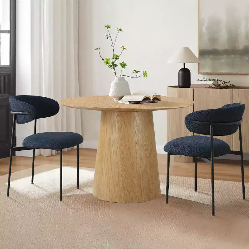 Chaises de salle à manger rembourrées (lot de 2), chaises d'appoint de cuisine modernes à dossier ouvert, assise en tissu doux et pieds en métal noir - Panipeachy