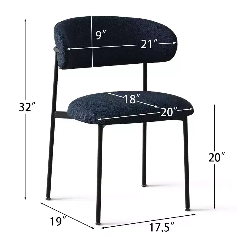 Chaises de salle à manger rembourrées (lot de 2), chaises d'appoint de cuisine modernes à dossier ouvert, assise en tissu doux et pieds en métal noir - Panipeachy