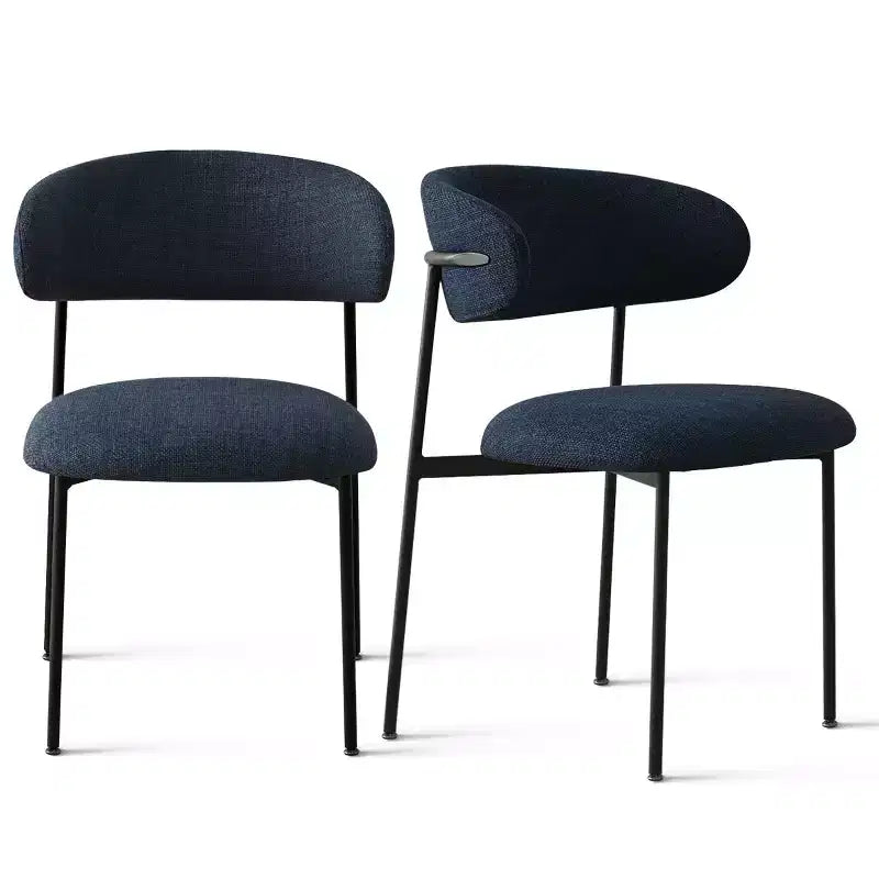 Chaises de salle à manger rembourrées (lot de 2), chaises d'appoint de cuisine modernes à dossier ouvert, assise en tissu doux et pieds en métal noir - Panipeachy