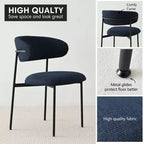 Chaises de salle à manger rembourrées (lot de 2), chaises d'appoint de cuisine modernes à dossier ouvert, assise en tissu doux et pieds en métal noir - Panipeachy