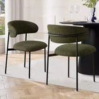 Chaises de salle à manger rembourrées (lot de 2), chaises d'appoint de cuisine modernes à dossier ouvert, assise en tissu doux et pieds en métal noir - Panipeachy