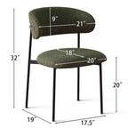 Chaises de salle à manger rembourrées (lot de 2), chaises d'appoint de cuisine modernes à dossier ouvert, assise en tissu doux et pieds en métal noir - Panipeachy