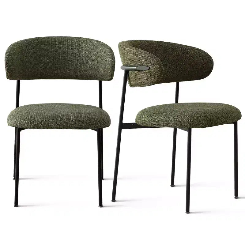 Chaises de salle à manger rembourrées (lot de 2), chaises d'appoint de cuisine modernes à dossier ouvert, assise en tissu doux et pieds en métal noir - Panipeachy