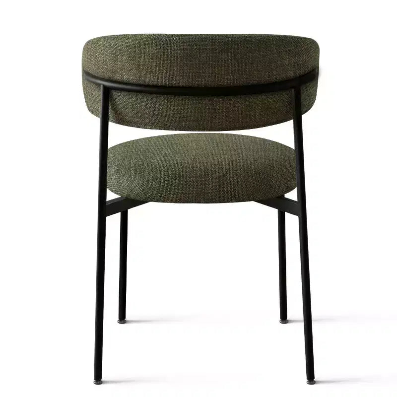 Chaises de salle à manger rembourrées (lot de 2), chaises d'appoint de cuisine modernes à dossier ouvert, assise en tissu doux et pieds en métal noir - Panipeachy