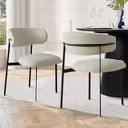 Chaises de salle à manger rembourrées (lot de 2), chaises d'appoint de cuisine modernes à dossier ouvert, assise en tissu doux et pieds en métal noir - Panipeachy