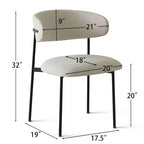 Chaises de salle à manger rembourrées (lot de 2), chaises d'appoint de cuisine modernes à dossier ouvert, assise en tissu doux et pieds en métal noir - Panipeachy