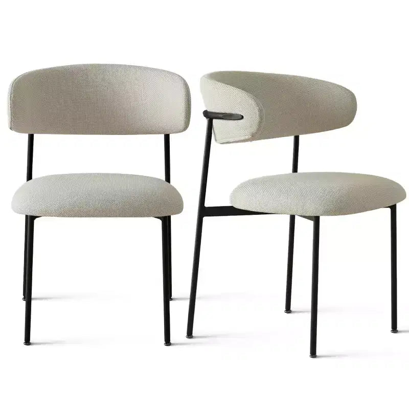 Chaises de salle à manger rembourrées (lot de 2), chaises d'appoint de cuisine modernes à dossier ouvert, assise en tissu doux et pieds en métal noir - Panipeachy