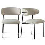 Chaises de salle à manger rembourrées (lot de 2), chaises d'appoint de cuisine modernes à dossier ouvert, assise en tissu doux et pieds en métal noir - Panipeachy