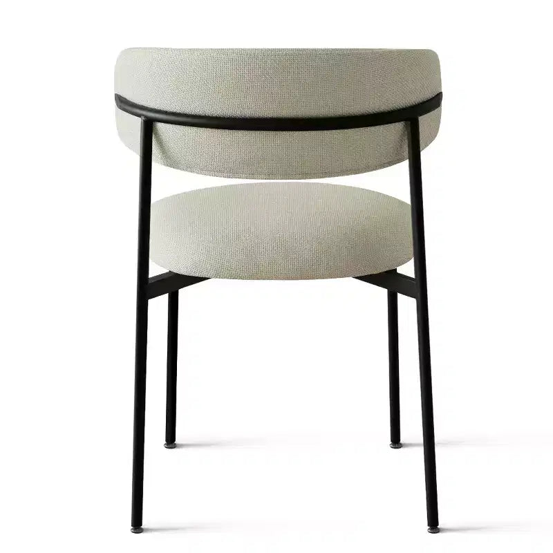 Chaises de salle à manger rembourrées (lot de 2), chaises d'appoint de cuisine modernes à dossier ouvert, assise en tissu doux et pieds en métal noir - Panipeachy
