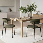 Chaises de salle à manger rembourrées (lot de 2), chaises d'appoint de cuisine modernes à dossier ouvert, assise en tissu doux et pieds en métal noir - Panipeachy