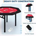 Table de poker pliable de 48 pouces pour 8 joueurs, table de jeu pliable portable avec accoudoirs rembourrés, porte-gobelets en acier inoxydable, pieds métalliques pliables