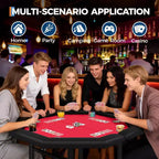 Table de poker pliable de 48 pouces pour 8 joueurs, table de jeu pliable portable avec accoudoirs rembourrés, porte-gobelets en acier inoxydable, pieds métalliques pliables
