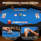 Table de poker pliable de 48 pouces pour 8 joueurs, table de jeu pliable portable avec accoudoirs rembourrés, porte-gobelets en acier inoxydable, pieds métalliques pliables