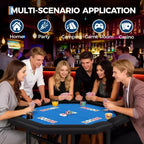 Table de poker pliable de 48 pouces pour 8 joueurs, table de jeu pliable portable avec accoudoirs rembourrés, porte-gobelets en acier inoxydable, pieds métalliques pliables