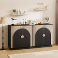 Modern Fluted Sideboard Buffet Cabinet with Arched Doors, Adjustable Shelves, Entryway Accent Storage Cabinet for Dining Room Living Room Hallway
