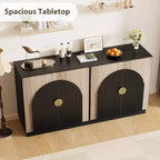 Bahut moderne cannelé avec portes arquées, étagères réglables, meuble de rangement d'appoint pour entrée, salle à manger, salon, couloir
