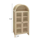 Garde-manger haut à arche pour cuisine, Meuble de rangement de cuisine en bois style ferme moderne, Vitrine arquée avec étagères réglables pour cuisine Naturel