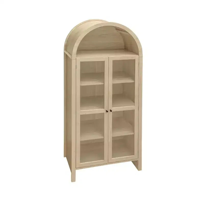 Garde-manger haut à arche pour cuisine, Meuble de rangement de cuisine en bois style ferme moderne, Vitrine arquée avec étagères réglables pour cuisine Naturel