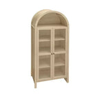 Garde-manger haut à arche pour cuisine, Meuble de rangement de cuisine en bois style ferme moderne, Vitrine arquée avec étagères réglables pour cuisine Naturel