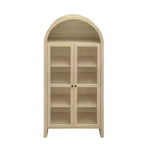 Garde-manger haut à arche pour cuisine, Meuble de rangement de cuisine en bois style ferme moderne, Vitrine arquée avec étagères réglables pour cuisine Naturel