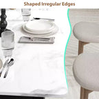 Table à manger pour 6 à 8 personnes, table rustique à bords irréguliers Wave avec plateau épais en MDF et cadre en métal, étanche et résistante aux rayures, en marbre polyvalent.