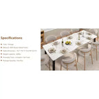 Table à manger pour 6 à 8 personnes, table rustique à bords irréguliers Wave avec plateau épais en MDF et cadre en métal, étanche et résistante aux rayures, en marbre polyvalent.